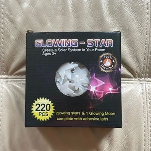 Glowing stars and moon.